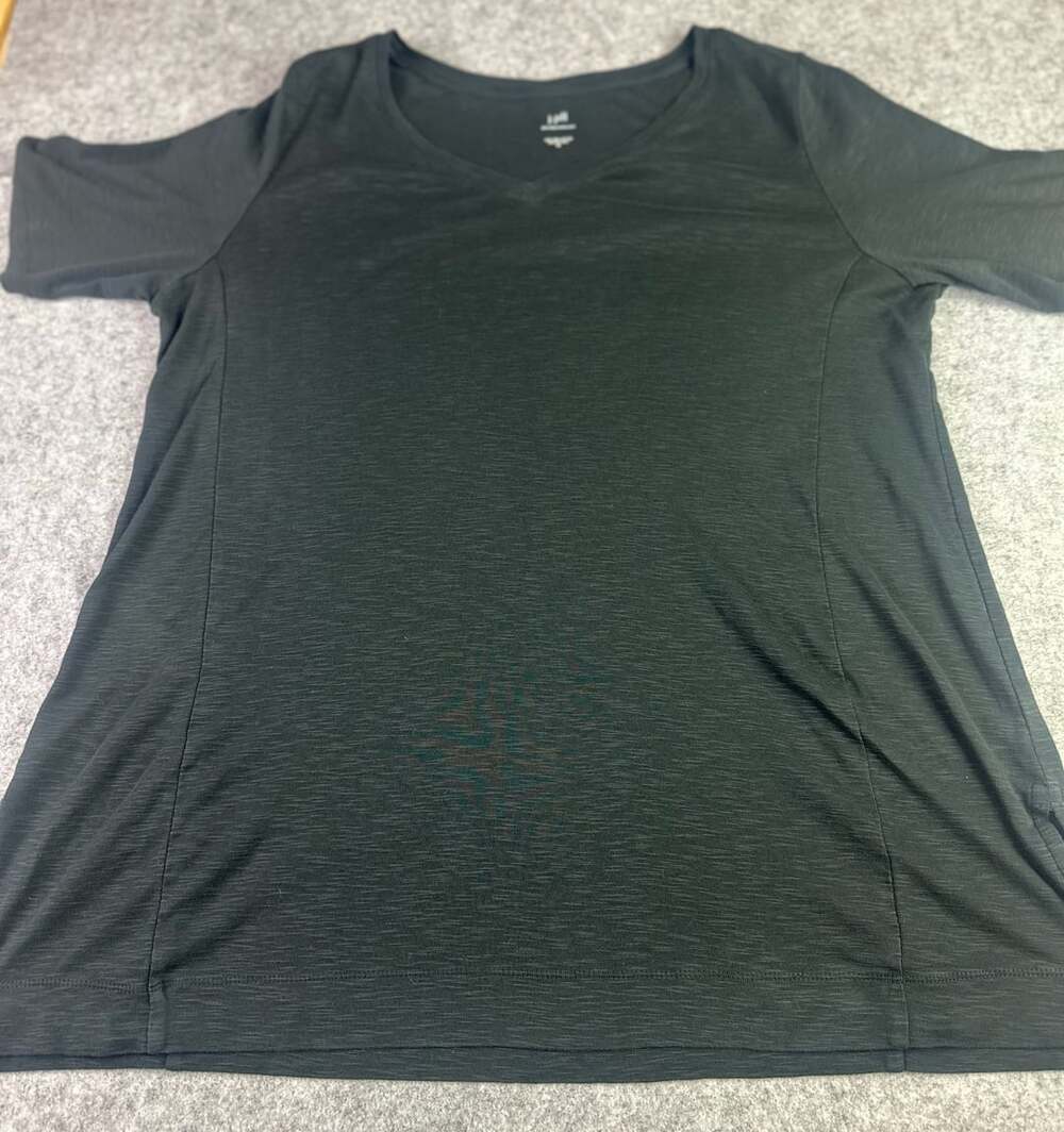 J.Jill Pima Elbow-Sleeve Tunic Black 100% Pima Cotton V-Neck XL